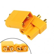 Фото - Разъём питания XT30, 500В, 15А/30А, 2-х контактный, комплект (штекер + гнездо) жёлтый