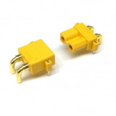 Роз'єм живлення XT30PW кутовий, 2-х контактний, комплект (штекер + гніздо) жовтий
