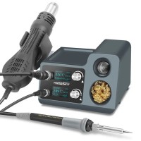 Паяльна станція 2в1 HandsKit 8245 (паяльник+фен), OLed дисплей, 220V