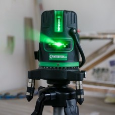 Фото - Уровень лазерный Проф. 5 лазерных головок, зелёный лазер, звуковая индикация. INTERTOOL MT-3008