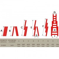 Сходи алюмінієві 3-х секційні універсальні розкладні 3x10 ступ. 6,77 м INTERTOOL LT-0310