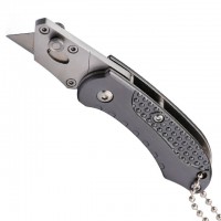 Нож строительный складной с трапециевидным лезвием 9 мм мини, SK5, рукоятка алюминиевая INTERTOOL HT-0532