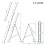 Фото №4 - Лестница из алюминия, 3-секционная универсальная раскладная, 3*12 сход., 7,89 м INTERTOOL LT-0312