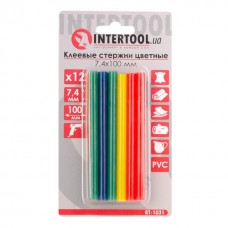 Комплект стрижнів клейових кольорових 7,4 мм * 100 мм, 12 шт INTERTOOL RT-1031
