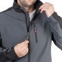 Фото №7 - Куртка SOFTSHELL темно сіро-чорна, тришарова, тканина - стрейч 300 GSM 100D, з водо- і вітрозахистом, розмір L INTERTOOL SP-3133