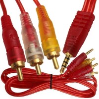 Шнур штекер 3,5мм 4C - 3 штекера RCA, gold, 1,2м, прозрачный