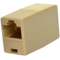 Соединитель витой пары 1 гнездо - 1 гнездо (RJ-45), бежевый, Tcom