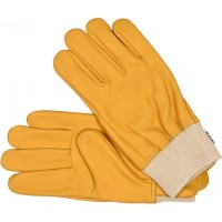 Рукавички робочі жовті з текстильним стягувачем YATO YT-74650: шкіряні, розмір 10