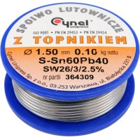 Припій Sn60-Pb40 дротяний на котушки VOREL: d = 1.5 мм, m = 100 г, V-76814