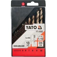 Фото - Набір свердлів по металу кобальтовий Co-HSS, d = 1-10 мм, YATO YT-41603