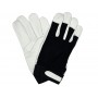 Фото №1 - Перчатки рабочие бело-черные YATO: хлопок + кожа, размер 8