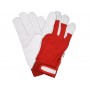 Фото №1 - Перчатки рабочие бело-красные YATO: хлопок + кожа, размер 8