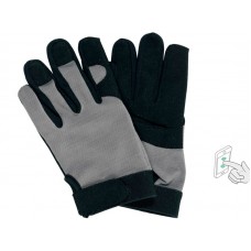 Перчатки рабочие черно-серые YATO: для сенсорных экранов, искусственная кожа + хлопковый трикотаж, размер 8