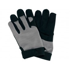 Перчатки рабочие черно-серые YATO: для сенсорных экранов, искусственная кожа + хлопковый трикотаж, размер 10