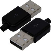 Штекер USB тип A під шнур, бакеліт, чорний, Tcom