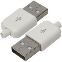 Штекер USB тип A под шнур, бакелит, белый, Tcom