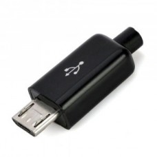 Фото - Штекер micro USB 5pin, под шнур, бакелит, чёрный, Tcom
