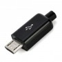 Фото №1 - Штекер micro USB 5pin, под шнур, бакелит, чёрный, Tcom
