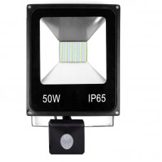 Фото - Светодиодный прожектор матричный со встроенным датчиком движения SLIM SMD 5730 50W белый тёплый