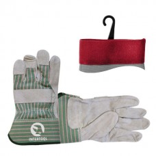 Замшевая перчатка из цельного материала с коттоновыми вставками 10,5", манжет резиновый INTERTOOL SP-0151