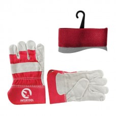 Замшевая перчатка из цельного материала с красными катоновыми вставками 10,5", манжет резиновый INTERTOOL SP-0152