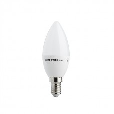 Лампа светодиодная LED C37, E14, 5Вт, 150-300В, 4000K, 30000ч, гарантия 3 года. (Свеча) INTERTOOL LL-0152