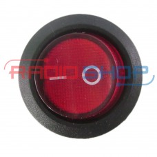Переключатель с подстветкой on-off круглый, красный, 3pin (220V)