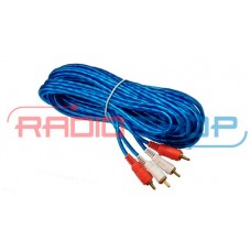 Шнур соединительный 2 RCA x 2 RCA прозрачно-синий, 1,5м
