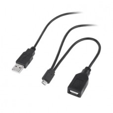 Кабель micro USB – USB + USB гніздо, чорний
