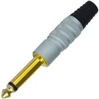 Штекер 6,3 мм моно, gold, корпус метал, сріблястий, Tcom