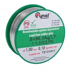 Фото - Дротяний припій Sn96,3Ag3,7 1,0мм 100гр CYNEL Sn96Ag4-1.00/0.1