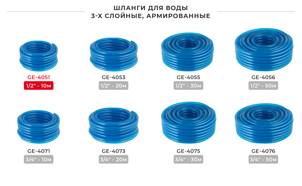 Лінійка шлангів в бухтах 3-х шарових