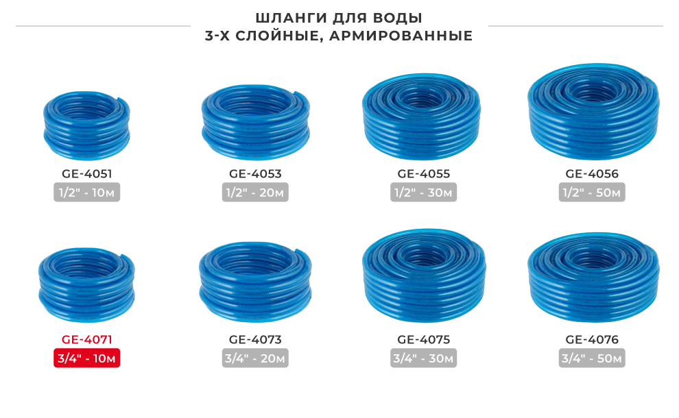 Лінійка шлангів в бухтах 3-х шарових