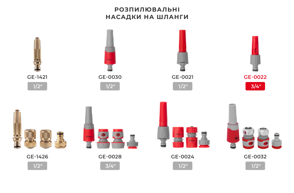 Линейка насадок для распыления