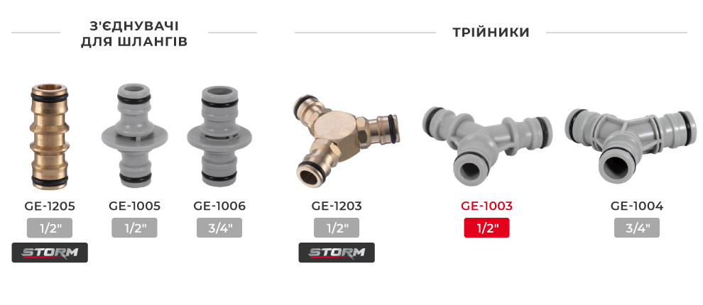 Лінійка з'єднувачів для шлангів
