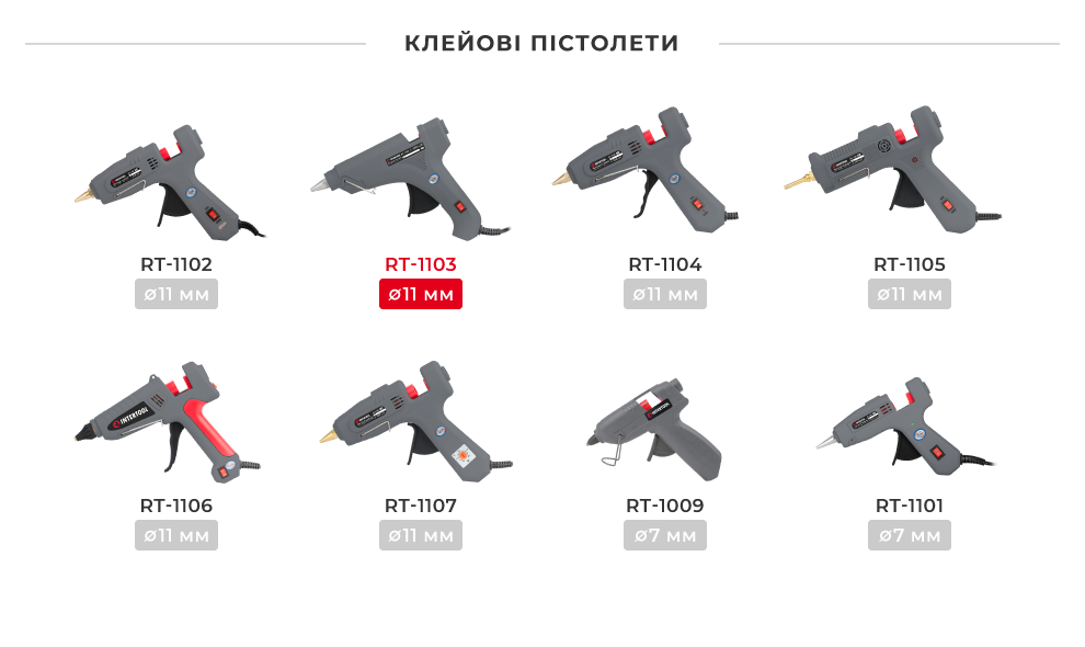 Линейка клеевых пистолетов