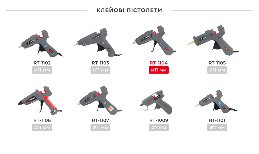 Линейка клеевых пистолетов