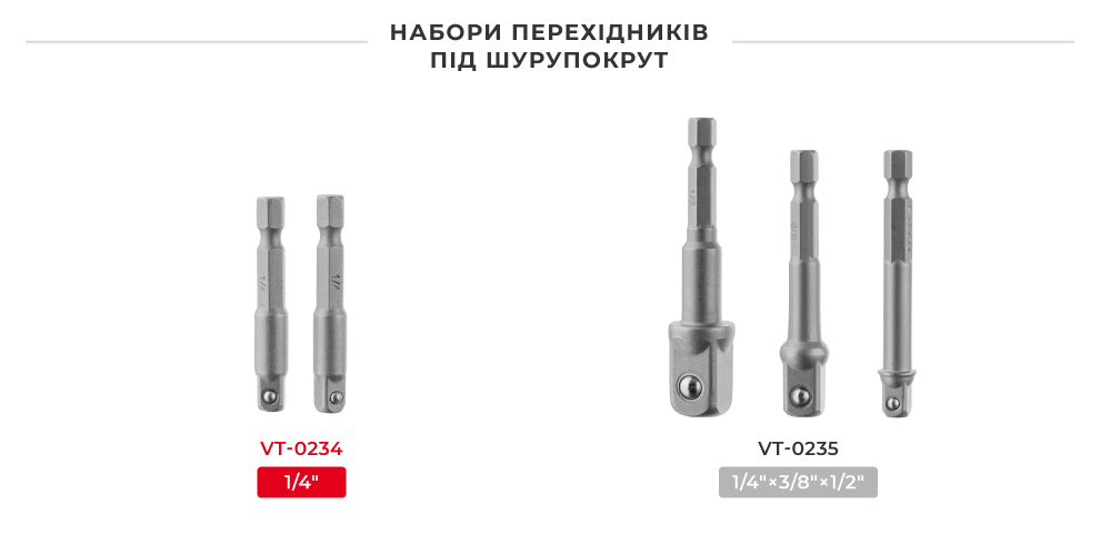 Линейка переходников для шуруповерта